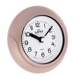 MPM Quality Design Bathroom Clock Plastic Quartz Movement Sweep 3-5 ATM Waterproof Pink Diameter 135mm Suitable for Outdoor Bathroom Clock Pool Clock Kitchen Clock