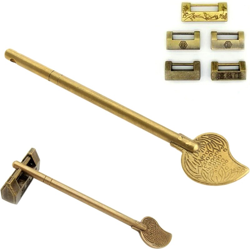 dophee Brass Retro Leaf Lock 11Cm Key Latch For Drawer