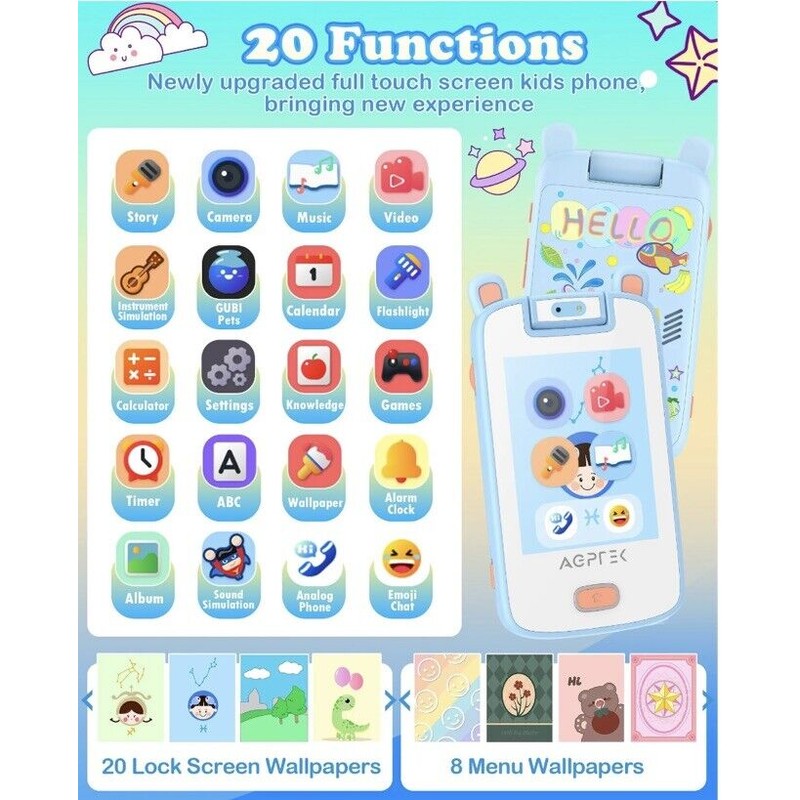AGPTEK Touchscreen Toys Phone with 32 GB TF Card with