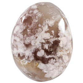 mookaitedecor Natural Cherry Blossom Agate Crystal Irregular Palm Worry Stone, Sakura Agate Tumbled Stone Grey Rock Mineral Quartz Reiki Chakra Healing Crystal Gift Japanese Themed Room Decor 40-100g