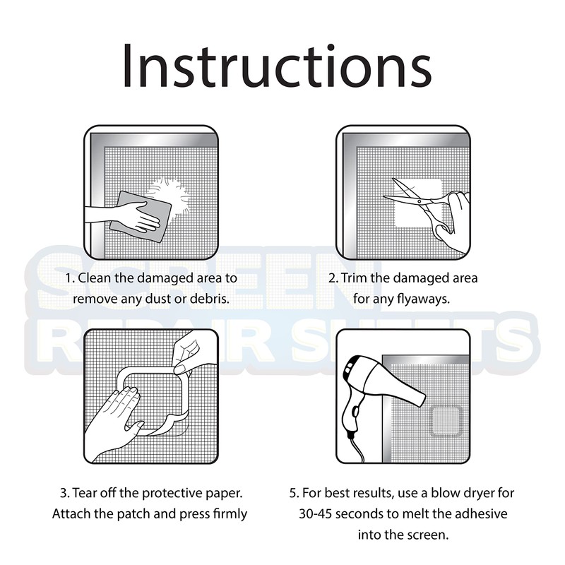 Self Adhesive Window and Door Screen Repair Sheets (Gray)