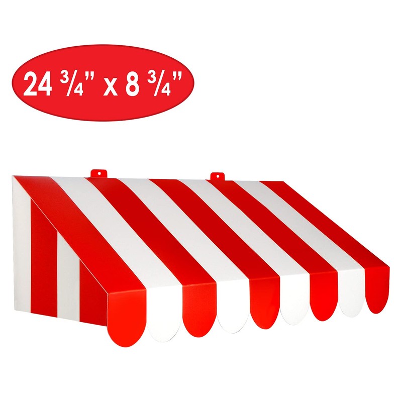"Beistle 3D Awning Wall Decorations, 2-Count Red and White Striped