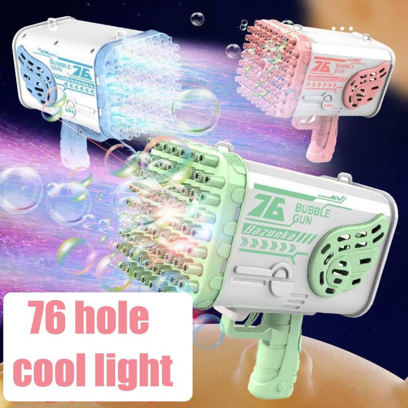 Bubble Blower 76 Holes Large Electric Bubble Shooting Toy with