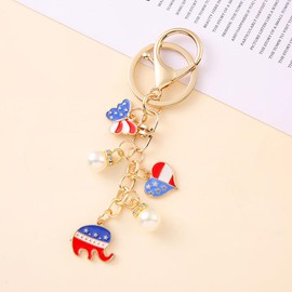 Charms American Flag Keychains 4th of July Party Favors USA Flag Heart Souvenir Patriotic Key Chain Gifts for Veterans Day Independence - Heart