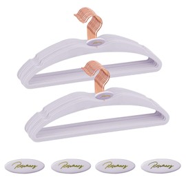 ManGotree Velvet Coat Hangers with Empty Aromatherapy Boxes, Non-Slip Short Neck Hangers, Ultra-Thin Space Saving Suit Hanger for Jacket, Shirt, Dress, Pant (22 Pack, Light Purple)