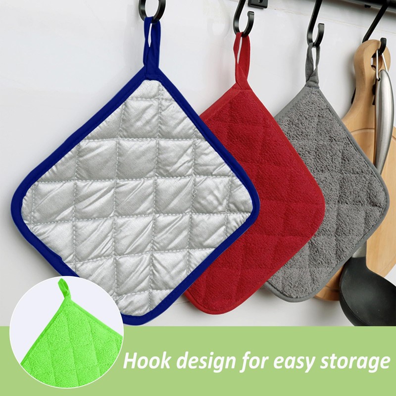 5 Pack Terry Cloth Pot Holders for Kitchen Heat Resistant,