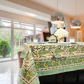 Sweet Us - Mantel de algodón con estampado floral de cachemira parisina, cuadrado y una servilleta lisa, mantel de mesa de comedor de cocina, cubierta de mesa para interiores y exteriores, terraza de