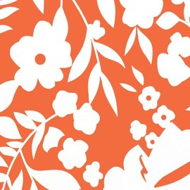 Poly Spandex Stretch Fabric - Abstract Floral - 57 Inch Wide - Dressmaking Fabric for Garments, Costumes, and Crafts - Soft, Stretchy Material for Sewing, Apparel, and Upholstery (Orange, 3 Metre)