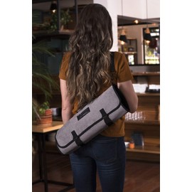 Asaya Chef Knife Roll Bag - 20 Total Pockets for Knives and Kitchen Utensils - Made with Stain Resistant Waxed Nylon - For Chefs and Culinary Students - Knives Not Included(Grey)
