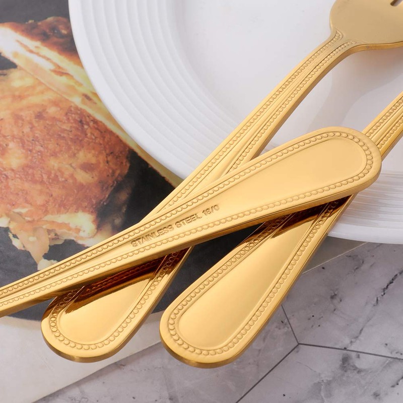 SUNSENGEUR Stainless Steel Kitchen Dinner Forks with Bead Pattern 12-Piece