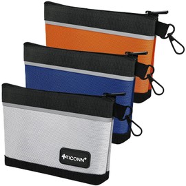 TICONN Tool Pouches with Zipper, 1680D Oxford Small Tool Bags, Waterproof Utility Bag Zipper Pouch for Tool Organizers and Storage (3 Pack Small)