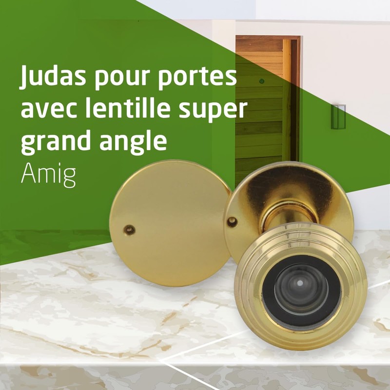 Amig - Ultra Wide Angle Brass Door Viewer | Easy