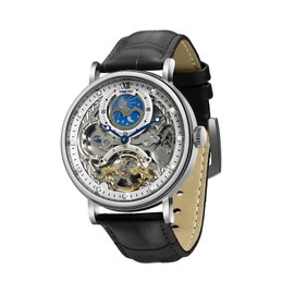 TIME100 Men's Automatic Watch Self Winding Mechanical Watch Genuine Leather Strap Skeleton Watches for Men