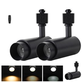30W Track Light Heads Zoomable,H Type Track Lighting Heads With Remote,Stepless Dimming Bright LED Track Heads 2700K-6500K Adjustable ,15°~60° Beam Angle,Timer for Home,Commercial,Artwork 2Pack Black