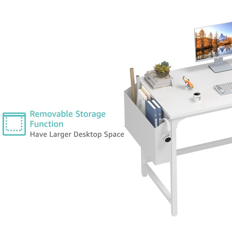 Lufeiya White Computer Desk with Drawers - 47 Inch PC