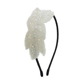 Flapper Headbands for Women 1920s Headpiece White Beaded Hairband for Women Girls Rhinestone Flapper Head Band Hair Accessories Soft Non Slip Costumes Party HeadBand Gift