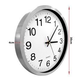 ALEENFOON 30 cm Modern Metal Wall Clock Quartz Silent No Ticking Indoor Clock Hanging Living Room Children's Room Office Cafe