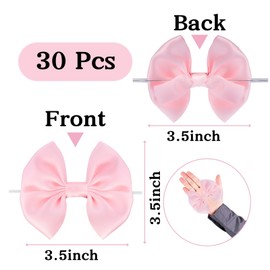 Ysibbon 30 Pack Twist Tie Bows, Pink 3.5 inch Satin Ribbon Pretied Bows, for Craft Sewing Scrapbooking Wedding and Gift Wrapping Treat Bag Bakery Candy Bags, Home Décor