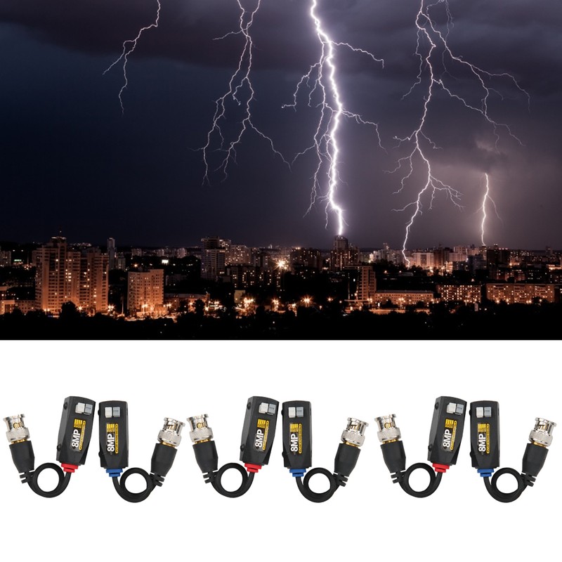 6Pcs Video Power Balun 8MP Anti Thunder Transmitter for CVI/TVI/AHD/CVBS