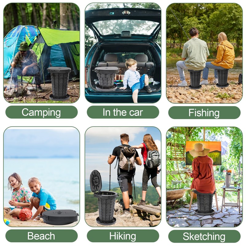 Phamouu Portable Toilet for Camping, Capacity 440LBS Adjustable Height Foldable