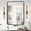 Black Metal Framed Bathroom Mirror for Wall, Rounded Rectangle Mirror,