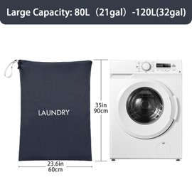 Asnews Laundry Bag Travel 60 x 90 cm, Nylon Waterproof Laundry Bag with Zip, 120 L Large Capacity Fabric Bag, Foldable Dirty Laundry Bag for Home, Travel, Holiday