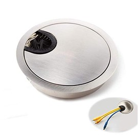 MXD 60mm Desk Table Grommet Cable Tidies Desk Caps Desk Surface Port Hole Covers (Brushed Chrome)