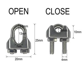 HEVERP 24PCS M4 5/32 Inches Stainless Steel Wire Rope Cable Clip Clamp