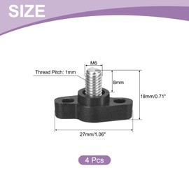uxcell 4Pcs Tee Wing Knobs Thumb Screws, M6 x 8mm Clamping Screw Knob Male Thread 304 Stainless Steel T Shaped Thumb Screws Handle 27mm Dia. for Hand Tightening Knob Replacement, Black