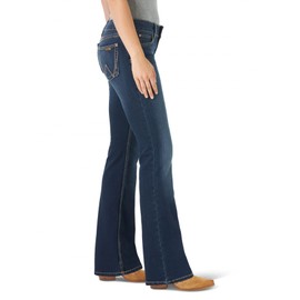 Wrangler Women's Retro Mae Mid Rise Stretch Boot Cut Jean, Dark Wash, 11W x 36L