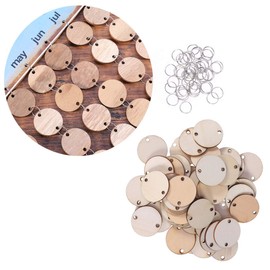 50pcs Wooden Birthday Calendar Family Signs for Home Decor Wall Wooden Circles for Crafts Plaque Calendar Board Round Wire Loop Heart-Shaped
