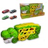 Dinosaur Car Transporter Truck Toy with Launcher & Slide-Out Track