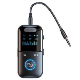 Bluetooth 5.4 Audio Transmitter Receiver, 4-in-1 Wireless Transmitter Adapter, Low Latency/HD Screen/TF Card Aux Adapter for Airplane, Car, Laptop, Radio,TV