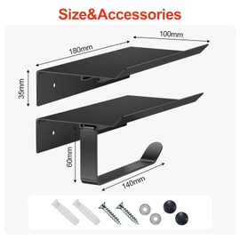 Newaner Space Aluminium Toilet Roll Holder with Spacious Shelves, Toilet Roll Holder Wall Mount for Toilet and Kitchen, No Drilling with Shelf (Black)