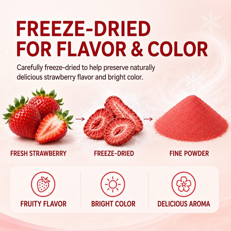 Sturelehub Organic Freeze Dried Strawberry Powder 8oz Fresh Taste in