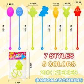 Kannove 200 Pack Bulk Easter Sticky Hands Toy Gifts for Toddler Easter Basket, Classroom Prizes Treats Trinkets Party Favors for Kids,Non Candy Goodie Gift Bags Pinata Stuffer for Boys Girls