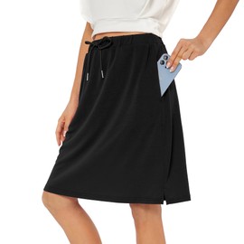Zando Tennis Skorts Skirts for Women with Pockets Plus Size Skirts 3X Athletic Skort High Waisted Skirt -Drawstring Waist with Shorts -for Tennis Black 3X-Large