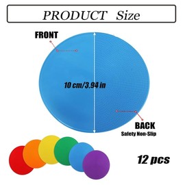 Poly Vinyl Spot Markers,12Pcs 4 inch Spot Markers,Floor Dots Non-Slip Rubber Agility Dots,Non Slip Rubber Agility Markers Flat Field Cones Floor Dots for Exercise Drills, Gym Football, Basketball