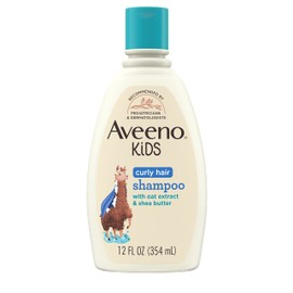 Aveeno Kids Curly Hair Shampoo With Oat Extract & Shea Butter, Gently Cleanses, Nourishes, & Hydrates Curly Hair, Tear-Free & Suitable for Sensitive Skin & Scalp, Hypoallergenic, 12 fl. Oz