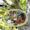 FolkArt Cute Handmade Stained Glasswork Frame, Welcoming Cat in Fairyland