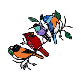 Birds On A Wire Suncatchers for Window Hanging-Birds Window Home Decor Gifts-Garden Suncatchers Metal Hummingbird Cardinal