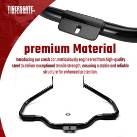 TIGERSGATE Softail Engine Guard Crash Bar 1.25" Fat Mustache Guard Highway Bar Designed for 2000-2017 Harley Heritage Softail Classic Deluxe Fat Boy FLSTF Models, with Anti-Slip Pedals, Black