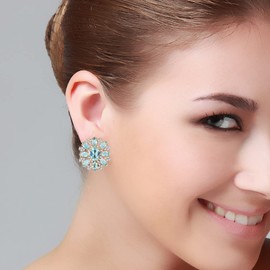 18K Gold Hoop Earrings for Women, Cubic Zirconia Earrings Hypoallergenic Stud, Thick Open Huggie Earring Gifts for Her Flower