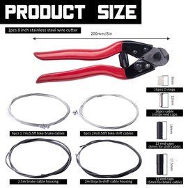 87Pcs Bike Brake Cable Kit with Stainless Steel Bike Cable Cutter,Universal Brake Cable and Bike Shifter Cable Housing Set with Bike Cable End Caps,Copper Sleeves and O-Rings for Mountain Road Bike