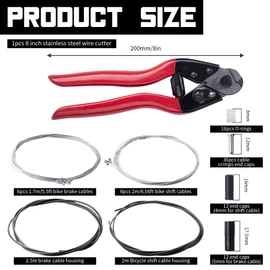 87Pcs Bike Brake Cable Kit with Stainless Steel Bike Cable Cutter,Universal Brake Cable and Bike Shifter Cable Housing Set with Bike Cable End Caps,Copper Sleeves and O-Rings for Mountain Road Bike