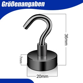 Keukenket Pack of 12 Magnetic Hooks, Extra Strong, 15 kg, 20 mm Neodymium Magnets with Hooks, Punch-Free for Iron Doors, Magnetic Hooks, Hook Magnets, Kitchen Magnetic Hooks for Camping, Lockers,