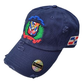 Gorra clásico Ajustable República Dominicana RD y Escudo, Azul marino/Escudo a todo color, Medium-Large