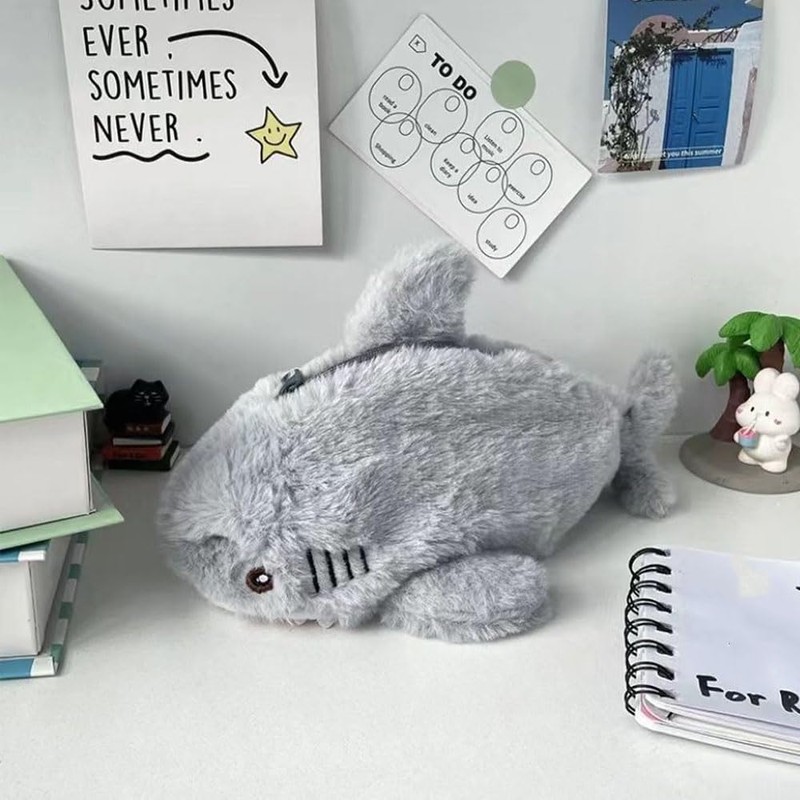 Plush Pen Case, Cute Shark Plush Pencil Case, Convenient, Dustproof,