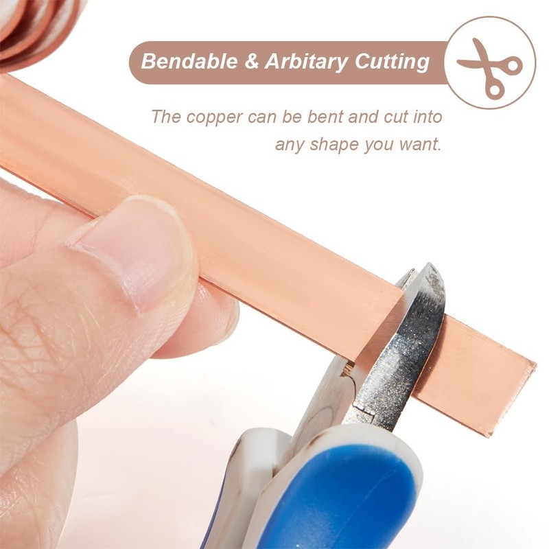TA-VIGOR 1Pcs Copper Sheet Roll, 3000mm x 30mm x 0.1mm