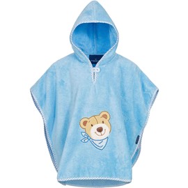 Morgenstern Hooded Bath Towel Children's Hooded Bath Poncho with Bear for Babies, blue